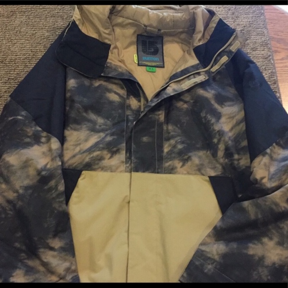 Tan and black Burton snowboarding jacket